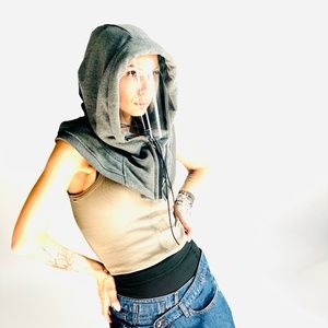 Stylish hoodie with protective face shield - COVID fashion wear